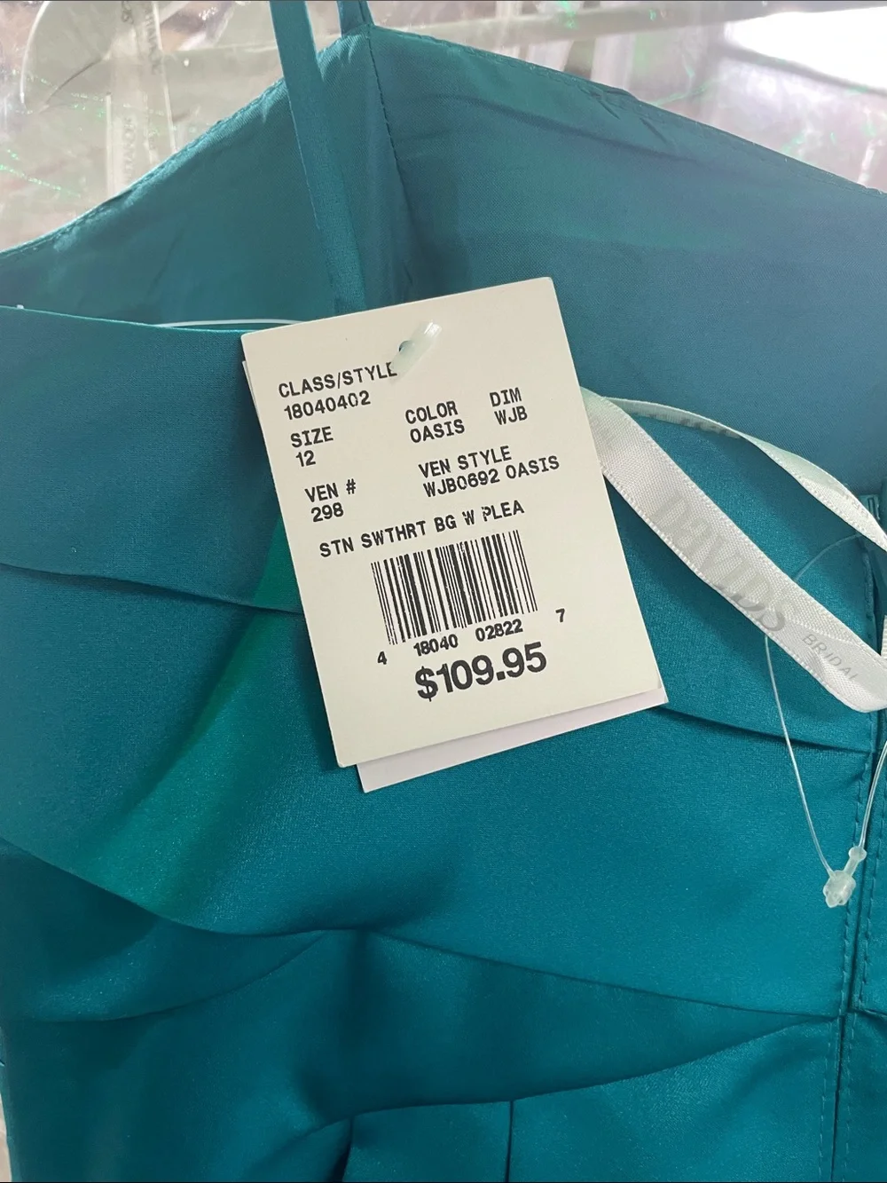Girls Teal Satin Spaghetti-Strap Gown - Picture 2 of 3